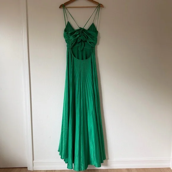 A.L.C. Aries Pleated Maxi Dress Green Elegant Size 6 Formal Wedding Guest Prom - Picture 6 of 16